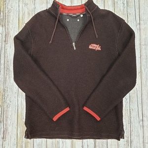 Weird Fish Dark Brown 1/4 Zip Macaroni Sweatshirt.